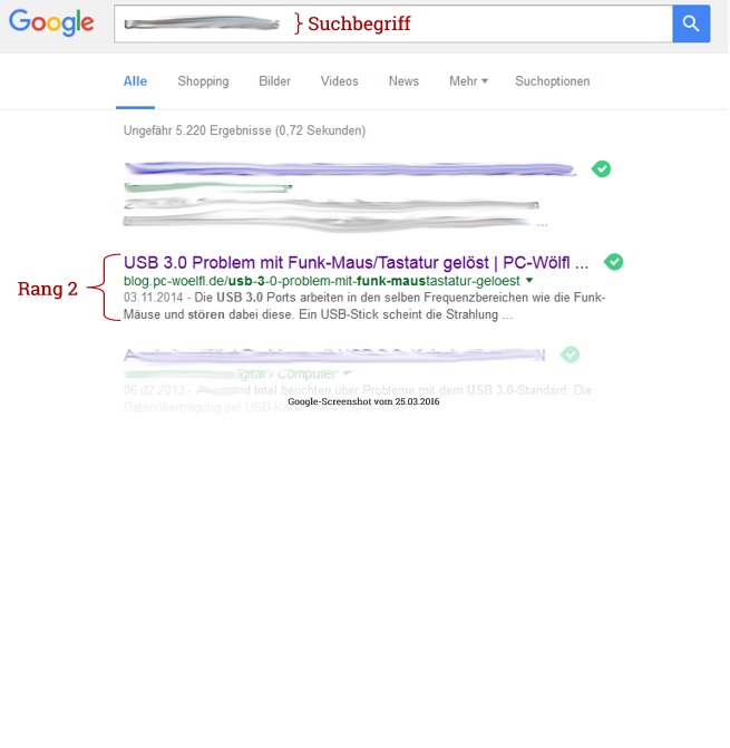 Google-Rangliste Platz 2 Blog PC-Wölfl